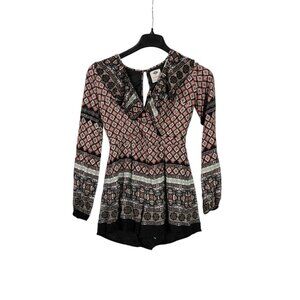 Wild Blue Sadie Robertson Women Romper Long Sleeve Size S Floral Geometric